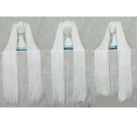 LJYNB Pelucas de cosplay Pelo sintético de fibra de alta temperatura Cabello largo blanco con coletas dobles + red para el cabello gratis