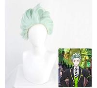 LJYNB Pelucas de Sebek Twisted-Wonderland, disfraz de Cosplay, peluca de pelo sintético corto verde claro resistente al calor, Pelucas + red de pelo gratis