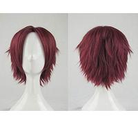 LJYNB Shiki Senri Harada Sanosuke Onizaki Takuma Rin Matsuoka, pelucas de cosplay, fibra de alta temperatura, pelo corto rojo vino + gorro de peluca gratis