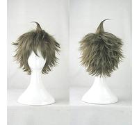 LJYNB Super Dangan Ronpa 2: Sayonara Zetsubou Gakuen Hinata Hajime Cosplay Pelucas Red Mix Brown Pelo corto con redecilla gratis