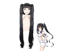 LJYNB Sword Oratoria Hestia Kami Sama, peluca de cosplay, larga, negra, suelta, cola de caballo, pelo sintético, pelucas de disfraz de Anime