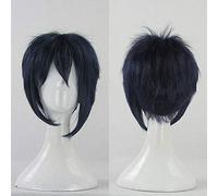 LJYNB Touken Ranbu Online Mikazuki Munechika Cosplay Pelucas Fibra de alta temperatura Pelo sintético Pelo corto negro con red de peluca gratis