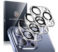 LK 3 Piezas Protector de Cámara para iPhone 15 Pro/iPhone 15 Pro Max Cámara, [One Piece Design] [Military Standard Ultra Clear] [Anti Scratch ] 9H HD Aluminium Alloy Camera Protector Glass- Negro