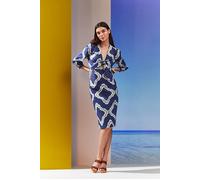 LK Bennett Daniela- Tie Midi Dress Navy Multicolor Talla: 20 | Vestidos Midi Outlet | Mujer | Azul