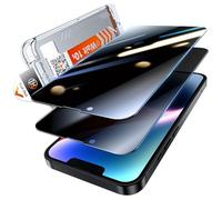 LK Paquete de 2 protectores de pantalla de privacidad para iPhone 16e/iPhone 14/iPhone 13/13 Pro, película de vidrio templado antiespía, herramienta de instalación automática de eliminación de polvo