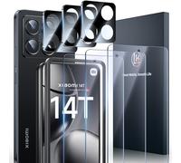 LK Protector de pantalla 3+3 compatible con Xiaomi 14T Panzer, 3 cristales protectores y 3 protectores de cámara, dureza 9H, ultra transparente, sin burbujas, resistente a arañazos