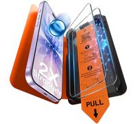 LK Protector de pantalla para iPhone 17, instalación en 1 paso [polvo | Cristal templado 9H de grado militar antiarañazos, sin burbujas, (Ultra HD), paquete de 2