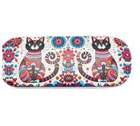 LK Trend & Style Estuche para gafas con diseño pop art de gato, PVC, 4 x 6 x 16,5 cm, 90 gramos, ligero y resistente, regalo para los amantes de los gatos, Rojo/Blanco, 4 cm x 6 cm x 16,5 cm