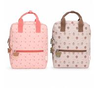 LK Trend & Style Mochila infantil con diseño de oso, rPET impermeable, con correa para el pecho, 33,5 x 25 x 8 cm, aprox. 360 g, rosa o beige/marrón, para 5-9 años
