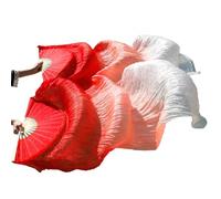 LKAMCBZMF Abanicos de Seda para Danza del Vientre, Abanico de Velo Seda imitación for Danza del Vientre, Chino, Hecho a Mano, teñido Multicolor, Varios tamaños, 2 Piezas(23,Imitationsilk-210x90)