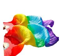 LKAMCBZMF Abanicos de Seda para Danza del Vientre, Abanico de Velo Seda imitación for Danza del Vientre, Chino, Hecho a Mano, teñido Multicolor, Varios tamaños, 2 Piezas(13,Imitationsilk-180x90)