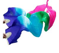 LKAMCBZMF Abanicos de Seda para Danza del Vientre, Abanicos de Danza del Vientre imitación Seda Hechos a Mano con Varillas bambú Multicolor 120-250x90cm 2 uds(Color18,120x90-ImitationSilk)