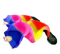 LKAMCBZMF Abanicos de Seda para Danza del Vientre, Abanicos de Danza del Vientre imitación Seda Hechos a Mano con Varillas bambú Multicolor 120-250x90cm 2 uds(Color9,230x90cm-Real Silk)