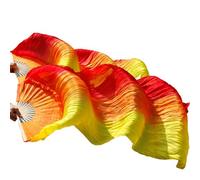 LKAMCBZMF Abanicos de Seda para Danza del Vientre, Abanicos de Danza del Vientre imitación Seda Hechos a Mano con Varillas bambú Multicolor 120-250x90cm 2 uds(Color3,150x90-ImitationSilk)