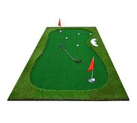 LKAMCBZMF Esterilla de práctica de Golf con Base de Goma Res Golf Putting Green Set with Putter, 2 Cups, 6 Balls, Portable Training Mat, 100-150x300cm(A,100x300cm(39x118inch))