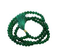 LKBEADS 108 beads prayer mala of green onyx 10mm round shape smooth cut green color beads necklace for prayer, meditation & healing. #MALA-089