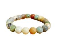 LKBEADS Amazonita natural de 8 mm | Piedra redonda de corte liso | Piedra multicolor | Pulsera elástica de armonía | Pulsera de la verdad | Joyería hecha a mano | LK_WOSB_00059_6.5