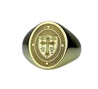 LKBEADS Amor de Dios en plata de ley 925 | Anillo chapado en oro | Anillo de sello ovalado de 18 x 15 mm | Tallas de banda: EE. UU. 5-12,5 | LKDR_0812