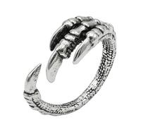 LKBEADS Anillo ajustable de acero inoxidable con forma de garra de dragón, estilo gótico, fantasía, guerrero, reptil, vintage, llamativo, unisex, para hombre y mujer.