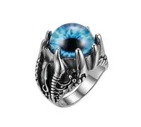 LKBEADS Anillo ajustable de acero inoxidable con garra de dragón y ojo azul, estilo gótico, fantasía, guerrero, motociclista, vintage, llamativo, unisex, para hombre y mujer.