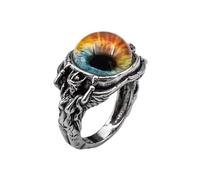 LKBEADS Anillo ajustable de acero inoxidable con ojo de dragón, iris arcoíris, estilo gótico, fantasía, guerrero, motociclista, vintage, llamativo, unisex, para hombre y mujer. |LK_0027_BBL