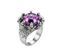 LKBEADS Anillo ajustable de acero inoxidable con ojo de dragón morado, estilo gótico, fantasía, guerrero, garra, vintage, llamativo, unisex, joyería de moda para hombre y mujer. |LK_0061_LLR
