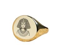 LKBEADS Anillo Cleopatra redondo | Plata de ley 925 bañada en oro | Joyería de regalo, anillo de sello vintage, joyería hipoalergénica hecha a mano. |LK_PDR_01319_7.5