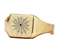 LKBEADS Anillo cuadrado con telaraña | Plata de ley 925 bañada en oro | Joyería de regalo, anillo de sello vintage, joyería hipoalergénica hecha a mano. |LK_PDR_00987_10