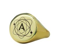 LKBEADS Anillo de ateísmo redondo | Plata de ley 925 chapada en oro | Joyería de regalo, anillo de sello de estilo vintage, joyería hipoalergénica hecha a mano. |LK_PDR_01538_8.5