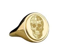 LKBEADS Anillo de calavera rompecabezas de plata de ley 925 | Anillo chapado en oro | Anillo de sello ovalado de 15 x 13 mm | Tallas de banda: EE. UU. 5-12,5 | Avelaibal | LKDR_0609