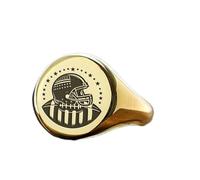 LKBEADS Anillo de casco de fútbol redondo | Plata de ley 925 chapada en oro | Joyería de regalo, anillo de sello de estilo vintage, joyería hipoalergénica hecha a mano. |LK_PDR_01856_5