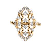 LKBEADS Anillo de cóctel de gloria celestial en plata de ley 925 | chapado en oro | con moissanita, anillo redondo de lujo hecho a mano para mujer | LKJR_0399