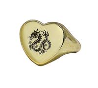 LKBEADS Anillo de dragón con forma de corazón | Plata de ley 925 chapada en oro | Joyería de regalo, anillo de sello de estilo vintage, joyería hipoalergénica hecha a mano |LK_PDR_01763_5.5