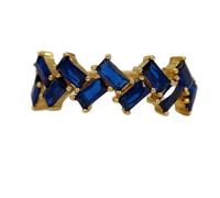 LKBEADS Anillo de eternidad de plata de ley 925 con piedra de zafiro azul natural, color azul | chapado en oro, banda del anillo con pavé de diamantes | LK_DHR_0907