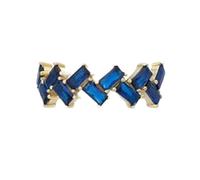 LKBEADS Anillo de eternidad de plata de ley 925 con piedra de zafiro azul natural, color azul | chapado en oro, banda del anillo con pavé de diamantes | LK_DHR_0908