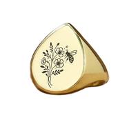 LKBEADS Anillo de flor y abeja en forma de pera | Plata de ley 925 bañada en oro | Joyería de regalo, anillo de sello de estilo vintage, joyería hipoalergénica hecha a mano |LK_PDR_01092_8
