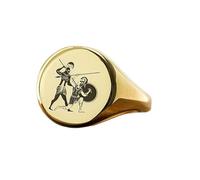 LKBEADS Anillo de guerrero griego redondo | Plata de ley 925 bañada en oro | Joyería de regalo, anillo de sello vintage, joyería hipoalergénica hecha a mano. |LK_PDR_01428_6.5