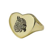 LKBEADS Anillo de guerrero vikingo en forma de corazón | Plata de ley 925 chapada en oro | Joyería de regalo, anillo de sello de estilo vintage, joyería hipoalergénica hecha a mano. |LK_PDR_01817_8.5