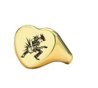 LKBEADS Anillo de guitarrista en forma de corazón | Plata de ley 925 chapada en oro | Joyería de regalo, anillo de sello de estilo vintage, joyería hipoalergénica hecha a mano |LK_PDR_01865_7.5