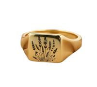 LKBEADS Anillo de lavanda cuadrado | Plata de ley 925 chapada en oro | Joyería de regalo, anillo de sello de estilo vintage, joyería hipoalergénica hecha a mano. |LK_PDR_01597_9