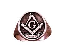 LKBEADS Anillo de Maestro Masón con Logia en Plata de Ley 925 | Anillo bañado en plata | Anillo de sello ovalado de 17 x 16 mm | Tallas de banda: 5-12,5 EE. UU. Avelaibal | LKDR_0367