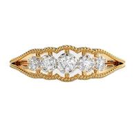 LKBEADS Anillo de media eternidad de plata de ley 925 con brillo de Contessa | chapado en oro | con moissanita, forma redonda, lujosos anillos de joyería hechos a mano para mujer | LKJR_0619