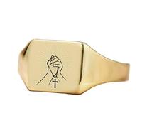 LKBEADS Anillo de oración cristiana cuadrado grabado | Plata de ley 925 chapada en oro | Joyería de regalo, anillo de sello de estilo vintage, joyería hipoalergénica hecha a mano. |LK_PDR_01458_8.5