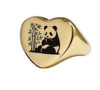 LKBEADS Anillo de panda con forma de corazón | Plata de ley 925 chapada en oro | Joyería de regalo, anillo de sello vintage, joyería hipoalergénica hecha a mano. |LK_PDR_01237_8.5