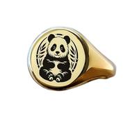 LKBEADS Anillo de panda redondo | Plata de ley 925 chapada en oro | Joyería de regalo, anillo de sello de estilo vintage, joyería hipoalergénica hecha a mano. |LK_PDR_01097_10.5