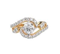 LKBEADS Anillo de plata de ley 925 con declaración de vínculo eterno | chapado en oro | con moissanita, anillo redondo de lujo hecho a mano para mujer | LKJR_0474