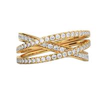 LKBEADS Anillo de plata de ley 925 con diseño de órbita en colisión | chapado en oro | con moissanita, anillo redondo de lujo hecho a mano para mujer | LKJR_0760