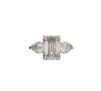 LKBEADS Anillo de plata de ley 925 con diseño de paraíso real | chapado en oro | con moissanita, esmeralda y forma de pera. Anillos de joyería de lujo hechos a mano para mujer | LKJR_0094