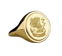 LKBEADS Anillo de plata de ley 925 con el dios Zeus | Anillo chapado en oro | Anillo de sello ovalado de 15 x 13 mm | Tallas de banda: EE. UU. 5-12,5 | Avelaibal | LKDR_0417