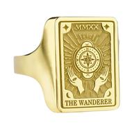 LKBEADS Anillo de plata de ley 925 con el signo del zodiaco Cáncer | Chapado en oro | Anillo de sello rectangular de 16 x 12 mm | Tallas de banda: 5-12,5 EE. UU. Avelaibal | LKDR_0269